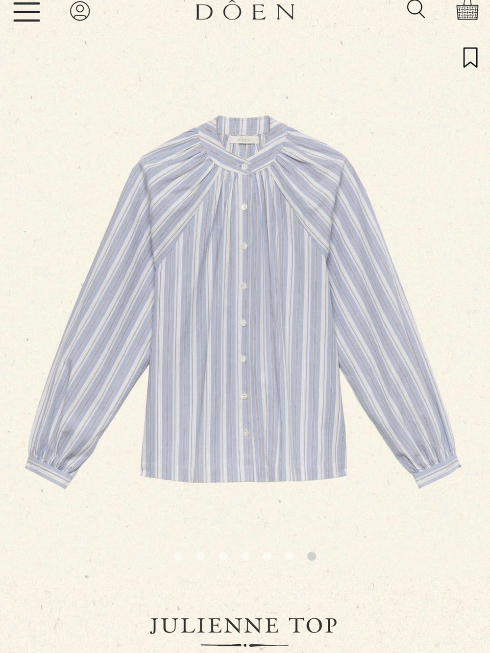 NWOT DOEN Julienne Striped Button-Up Top in Light Blue & White size M